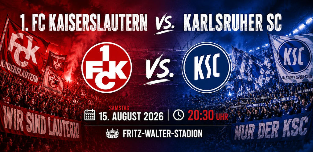Vorbericht — 2 . Bundesliga: 2. Spieltag 1. FC Kaiserslautern vs Karlsruher SC Sa, 15. August 2026 – 20:30 Uhr
