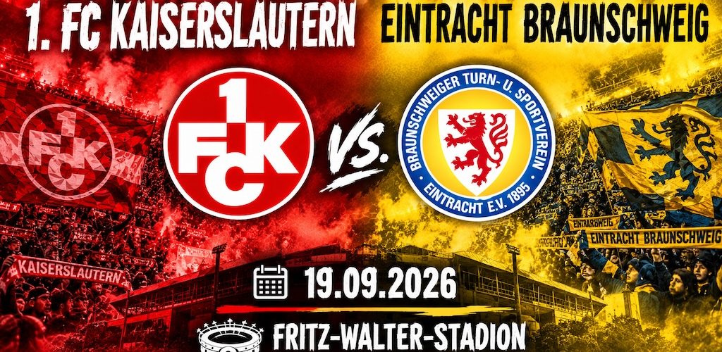Vorbericht — 2 . Bundesliga: 6. Spieltag 1. FC Kaiserslautern – Eintracht Braunschweig Sa, 19. September 2026 – 13:00 Uhr